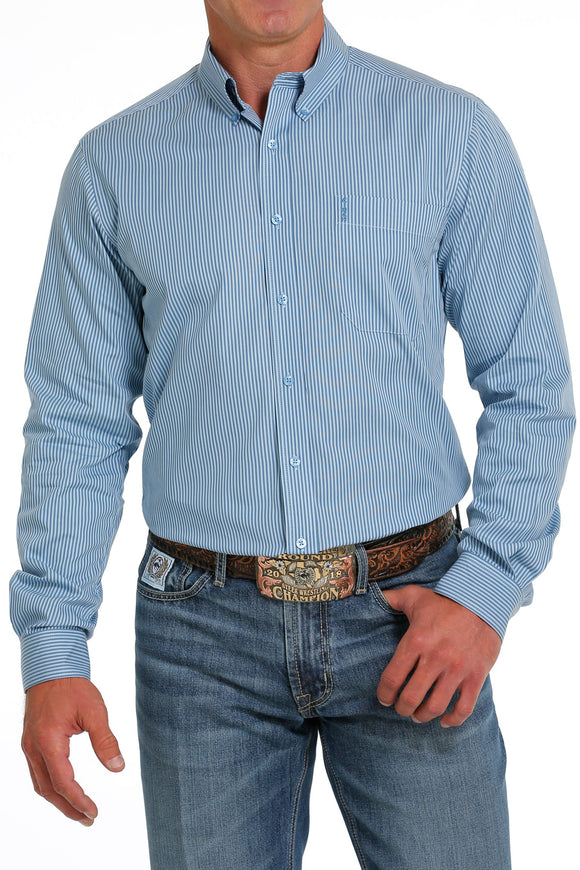 Tonal Blue Stripe Modern Fit Men's Shirt by Cinch®