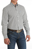 White & Black Geo Print Modern Fit Men's Shirt by Cinch®