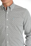 White & Black Geo Print Modern Fit Men's Shirt by Cinch®