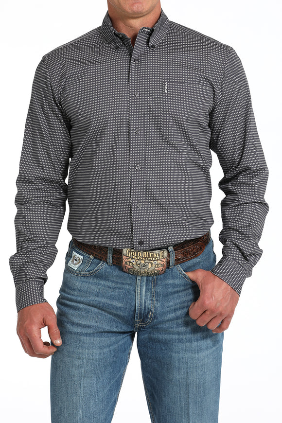 Grey Chevron Print Modern Fit Men's Shirt by Cinch®