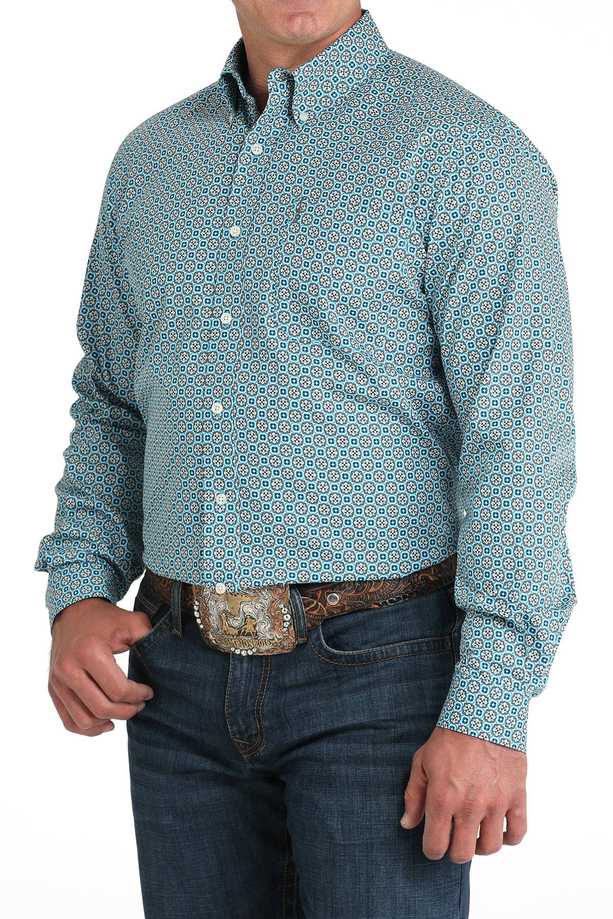 Blue Geo Print Modern Fit Men's Shirt by Cinch®