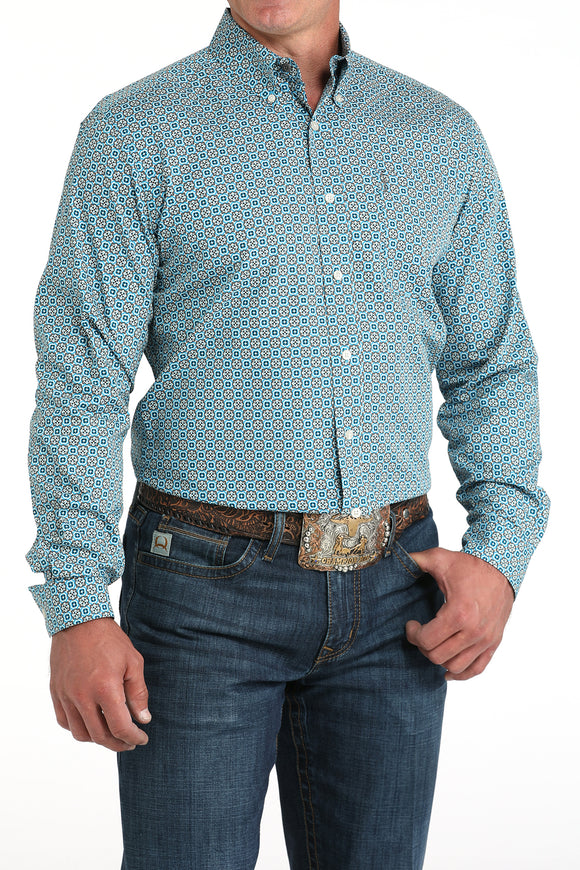 Blue Geo Print Modern Fit Men's Shirt by Cinch®