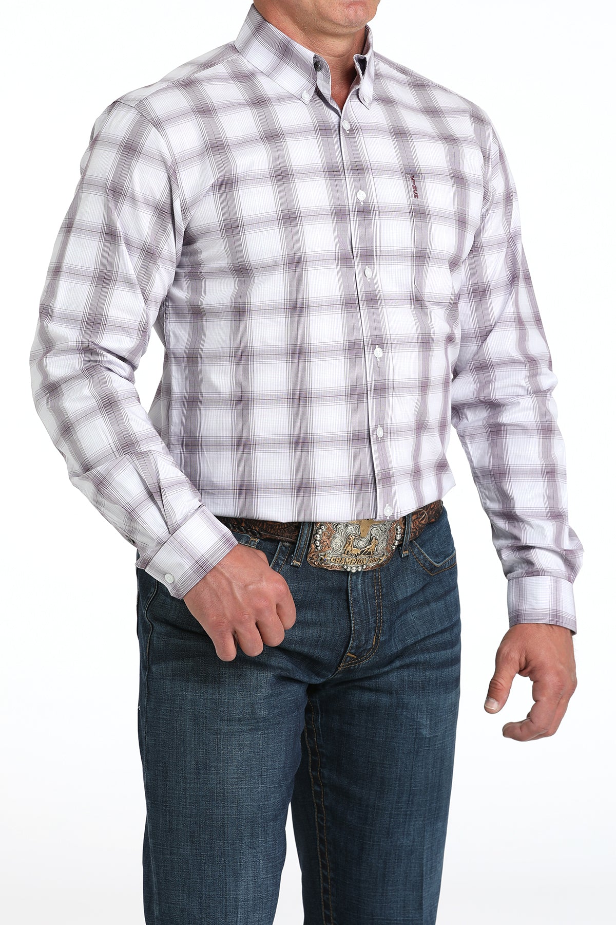 Purple Plaid Modern Fit Men's Shirt by Cinch®