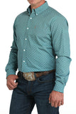 Turquoise Geo Print Modern Fit Men's Shirt by Cinch®