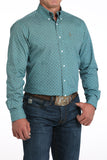 Turquoise Geo Print Modern Fit Men's Shirt by Cinch®