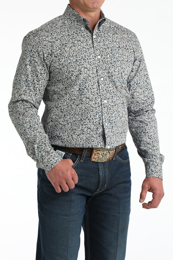Grey Paisley Modern Fit Men's Shirt by Cinch®