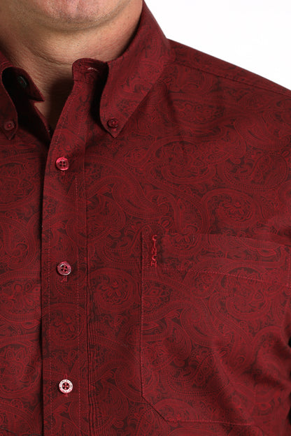 Tonal Burgundy Paisley Modern Fit Men's Shirt by Cinch®