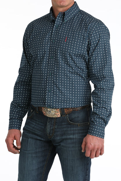 Blue & Pink Geoprint Modern Fit Men's Shirt by Cinch®