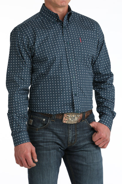 Blue & Pink Geoprint Modern Fit Men's Shirt by Cinch®
