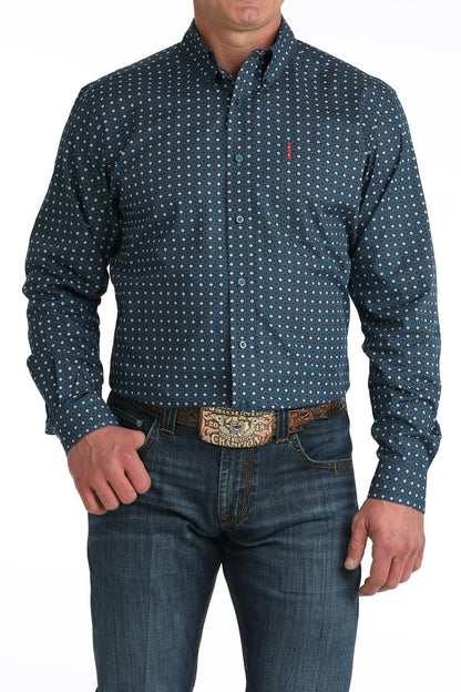 Blue & Pink Geoprint Modern Fit Men's Shirt by Cinch®