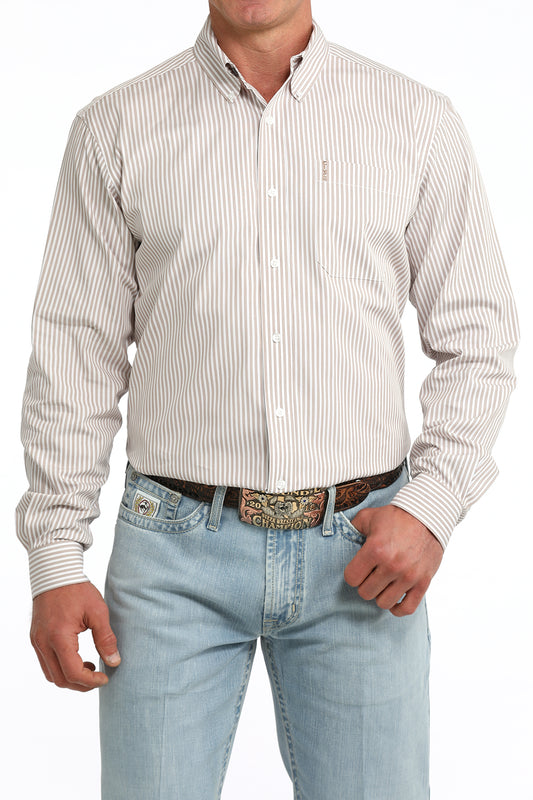 Brown Striped Modern Fit Men's Shirt by Cinch®