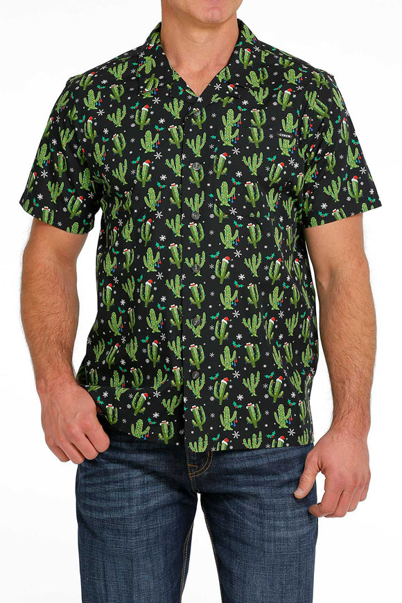 'Christmas Cacti' Aloha Short Sleeve Men's Shirt by Cinch®