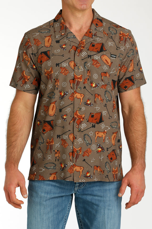 'Cow Camp' Aloha Short Sleeve Men's Shirt by Cinch®