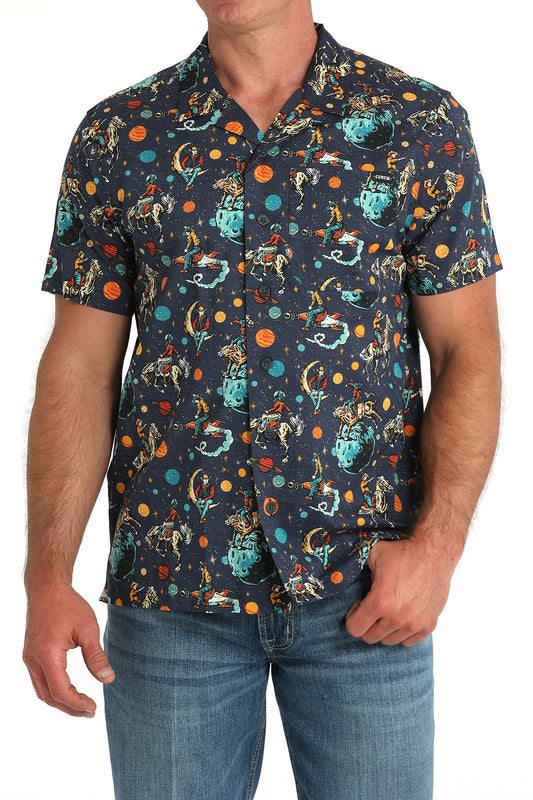 'Cowboy Moon Landing' Aloha Short Sleeve Men's Shirt by Cinch®