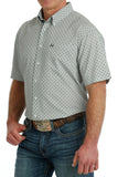 ArenaFlex™ Grey Geo Print Short Sleeve Men's Shirt by Cinch®