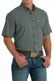 ArenaFlex™ Black & Mint Diamond Print Short Sleeve Men's Shirt by Cinch®