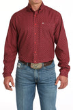 Red Geo Print Arenaflex™ Classic Fit Men's Shirt by Cinch®