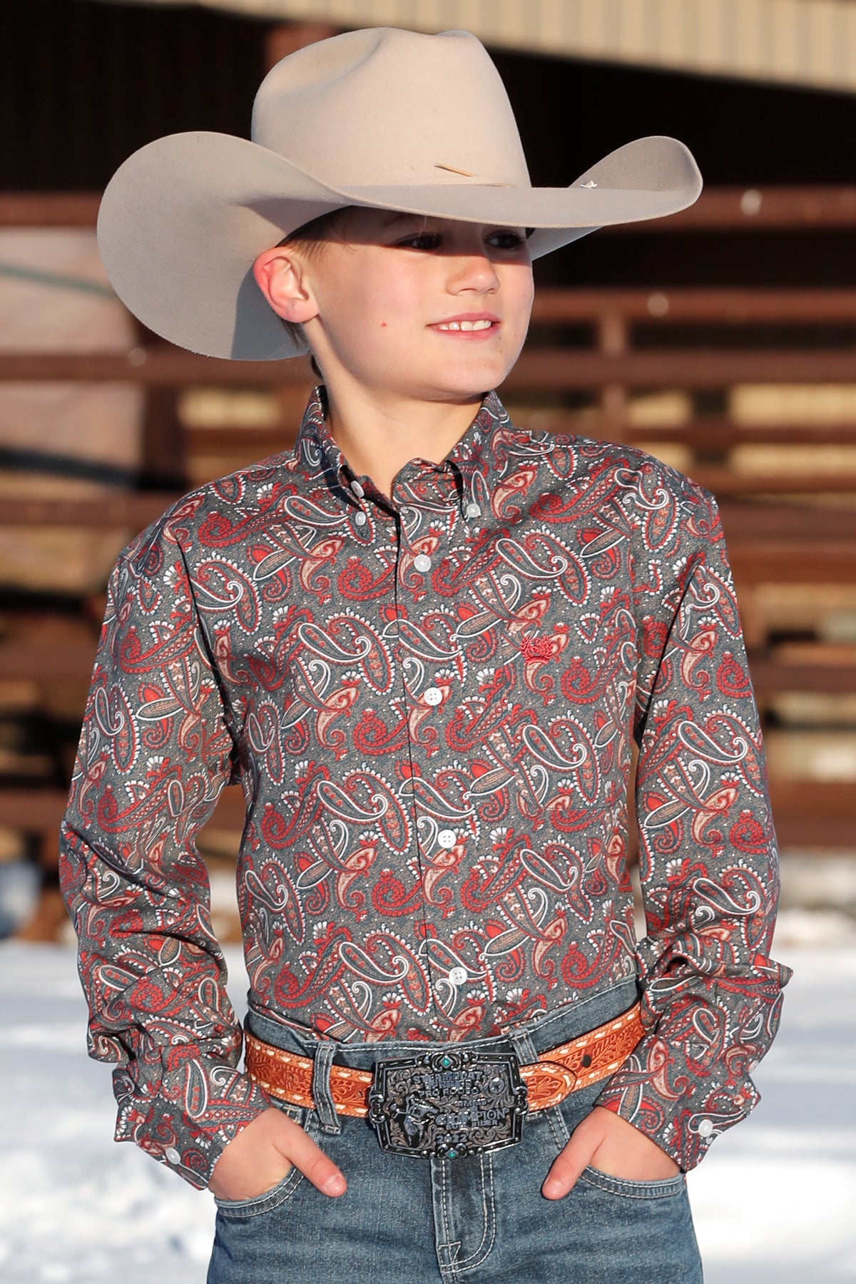 Blue & Red Paisley Boy's Shirt by Cinch®