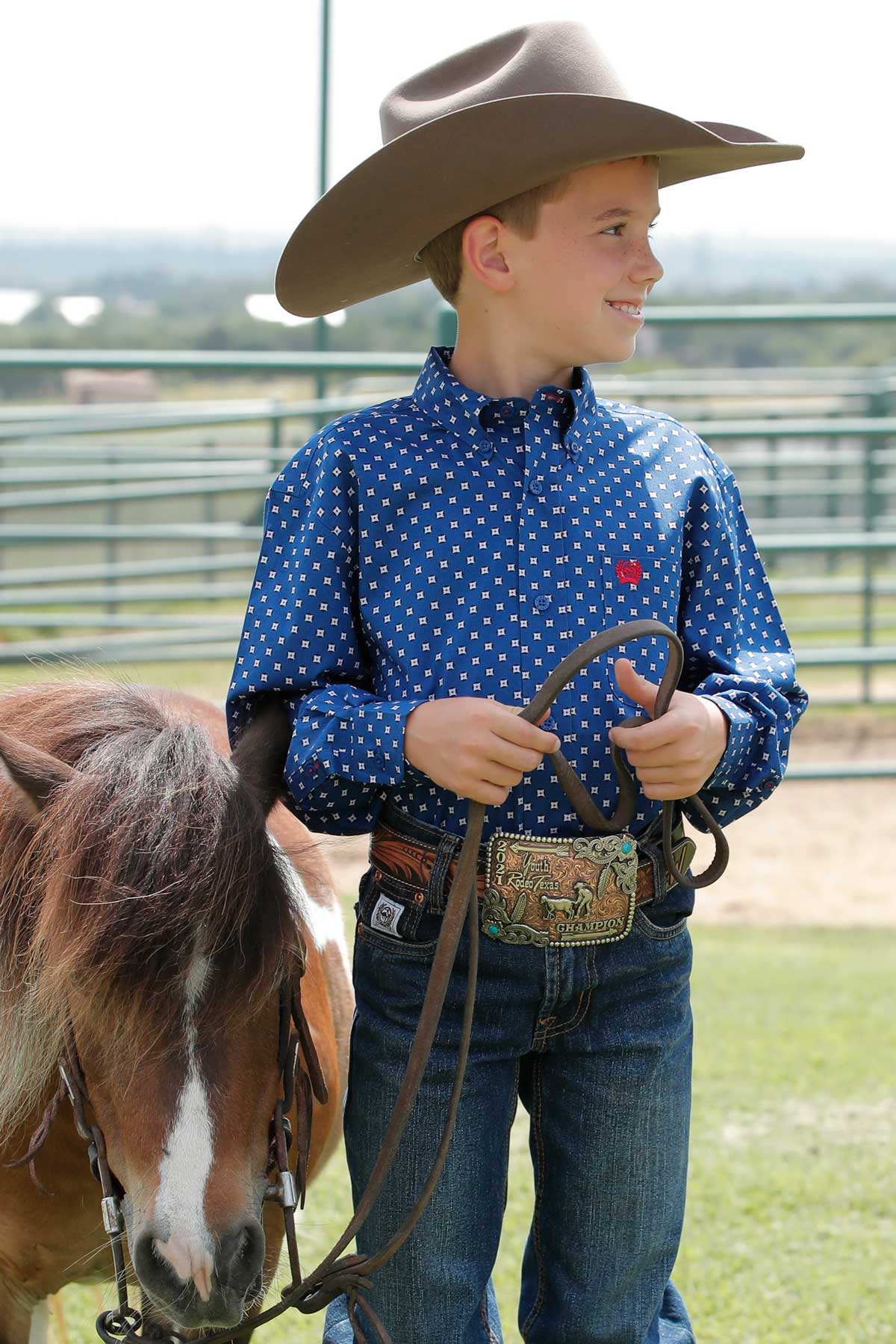 Royal Blue Geo Print Boy's Shirt by Cinch®