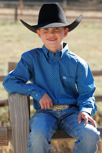 Royal Blue Geo Print Boy's Shirt by Cinch®