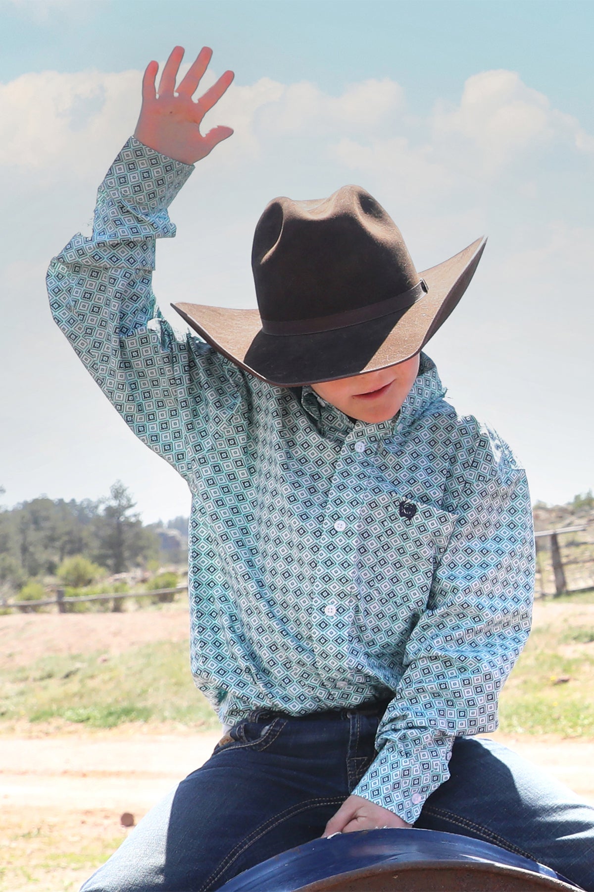Teal Geo Print Boy's Shirt by Cinch®