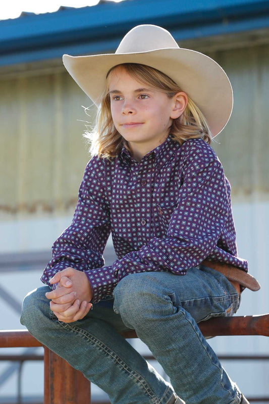 *MATCH DAD* Purple and Teal Boy's Shirt by Cinch®