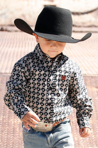 Black Geo Print Toddler & Infant Boy's Shirt by Cinch®