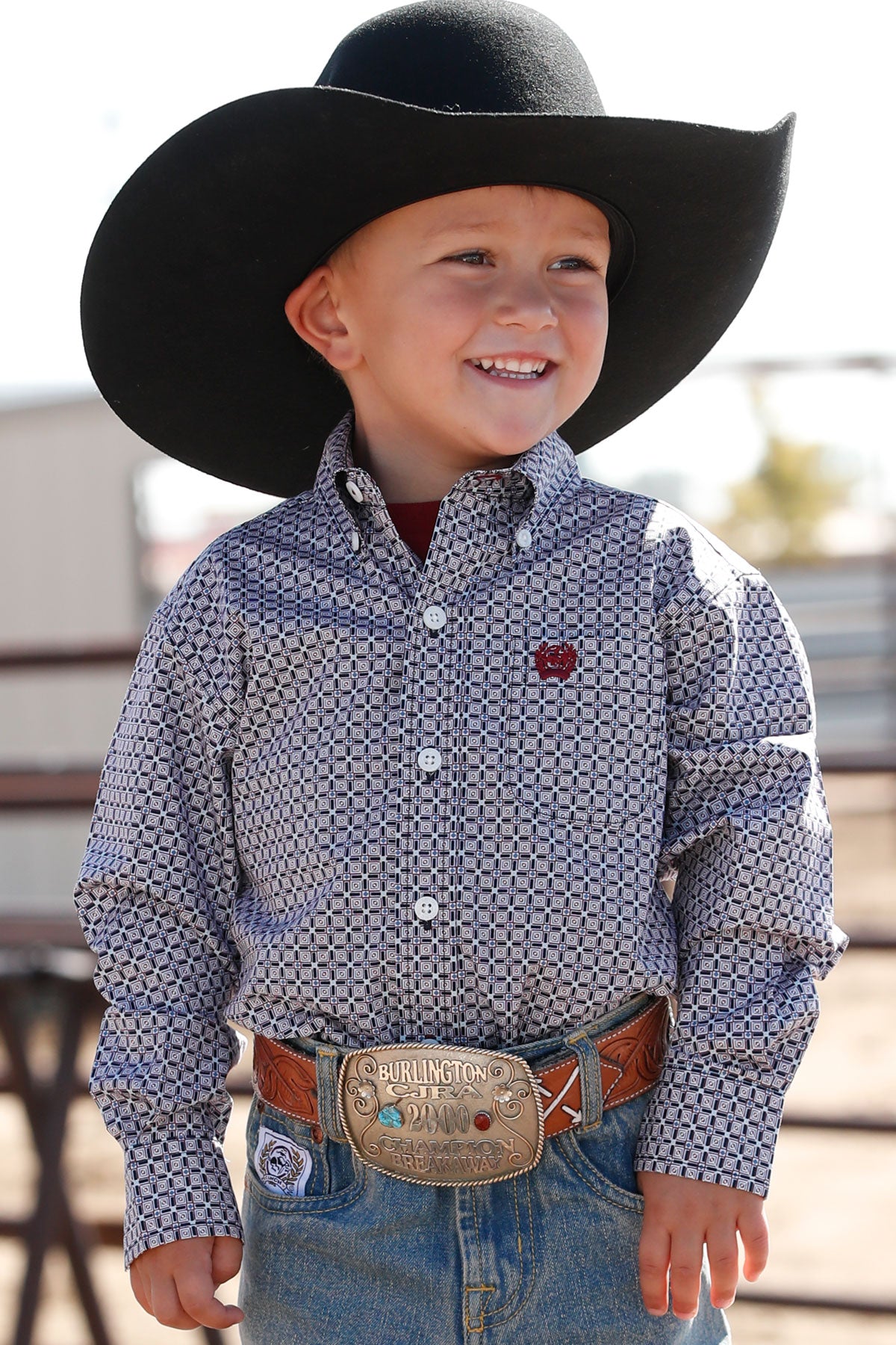 Blue & White Geo Print Toddler & Infant Boy's Shirt by Cinch®
