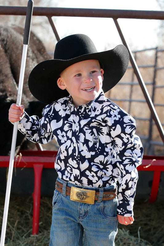 *MATCH DAD* Navy Hawaiian Toddlers Shirt by Cinch®