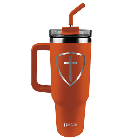 'Cross Shield' 40 oz Travel Mug With Straw by Kerusso®