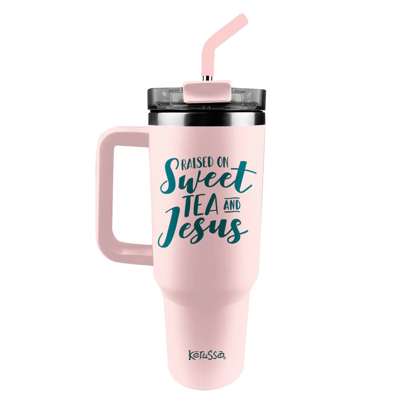 'Raised on Sweet Tea' 40 oz Travel Mug With Straw by Kerusso®