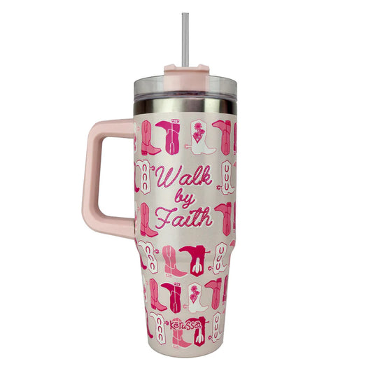 'Walk by Faith' 30 oz Travel Mug With Straw by Kerusso®