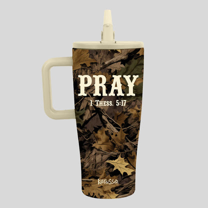 Kerusso travel mug with 'Pray' on it