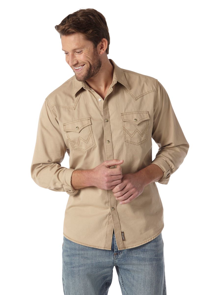 Retro® Tan Modern Fit Men's Shirt by Wrangler®