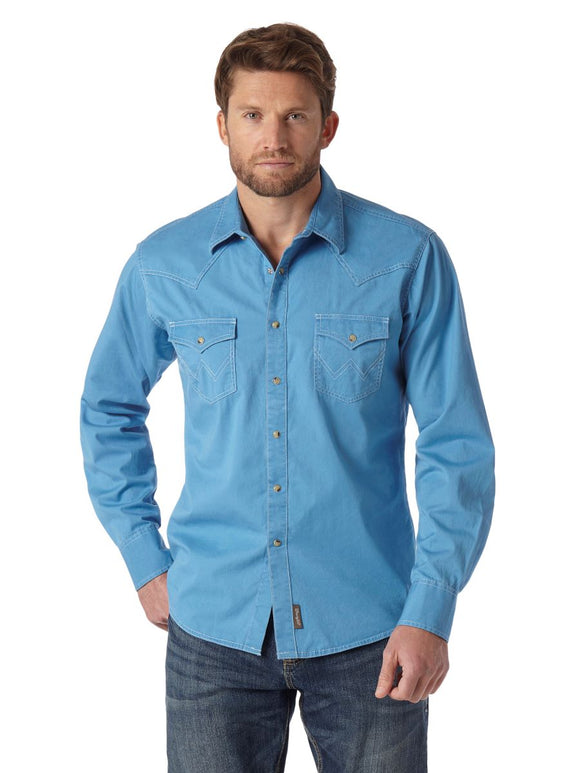 Retro® Light Blue Modern Fit Men's Shirt by Wrangler®