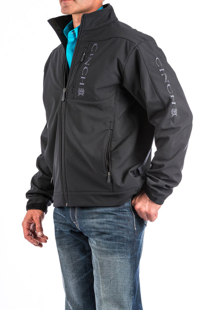 Charcoal Logo Black Softshell Men's Jacket by Cinch®