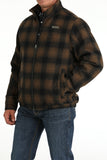 Brown Plaid Bomber Men's Coat by Cinch®