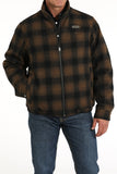 Brown Plaid Bomber Men's Coat by Cinch®