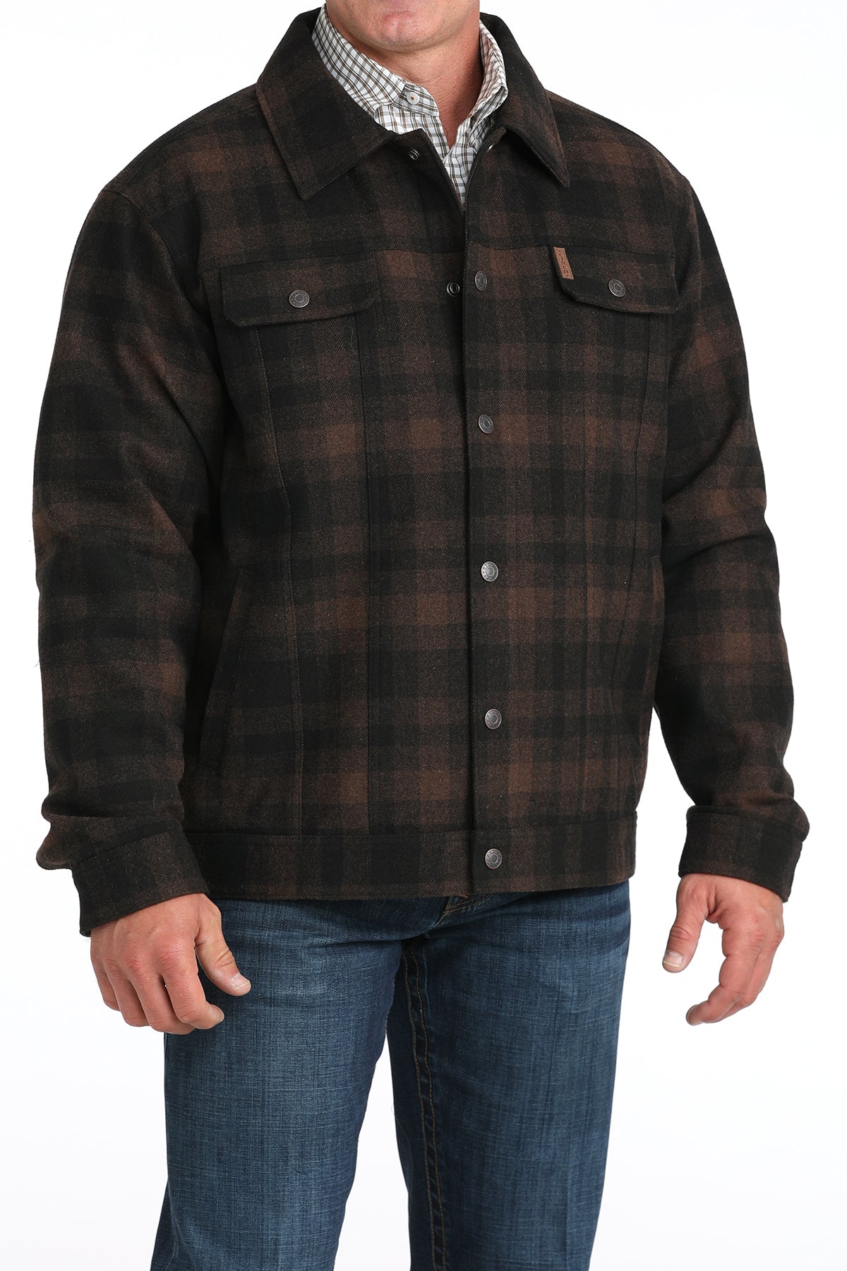 Brown Plaid Trucker Men's Coat by Cinch®