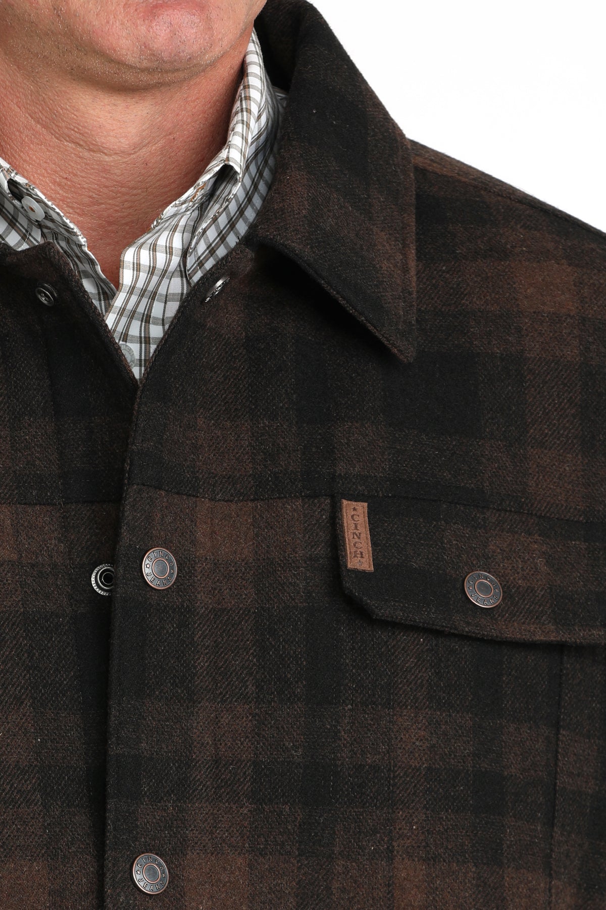 Brown Plaid Trucker Men's Coat by Cinch®