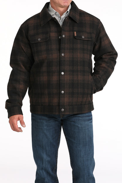Brown Plaid Trucker Men's Coat by Cinch®