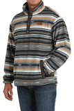 Grey & Tan Striped Polar Fleece Men's Sweater by Cinch®