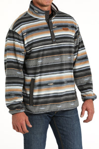 Grey & Tan Striped Polar Fleece Men's Sweater by Cinch®