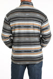 Grey & Tan Striped Polar Fleece Men's Sweater by Cinch®