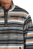 Grey & Tan Striped Polar Fleece Men's Sweater by Cinch®