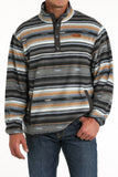 Grey & Tan Striped Polar Fleece Men's Sweater by Cinch®