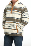 Cream & Tan Striped Polar Fleece Men's Sweater by Cinch®