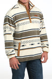 Cream & Tan Striped Polar Fleece Men's Sweater by Cinch®
