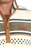 Cream & Tan Striped Polar Fleece Men's Sweater by Cinch®