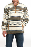 Cream & Tan Striped Polar Fleece Men's Sweater by Cinch®